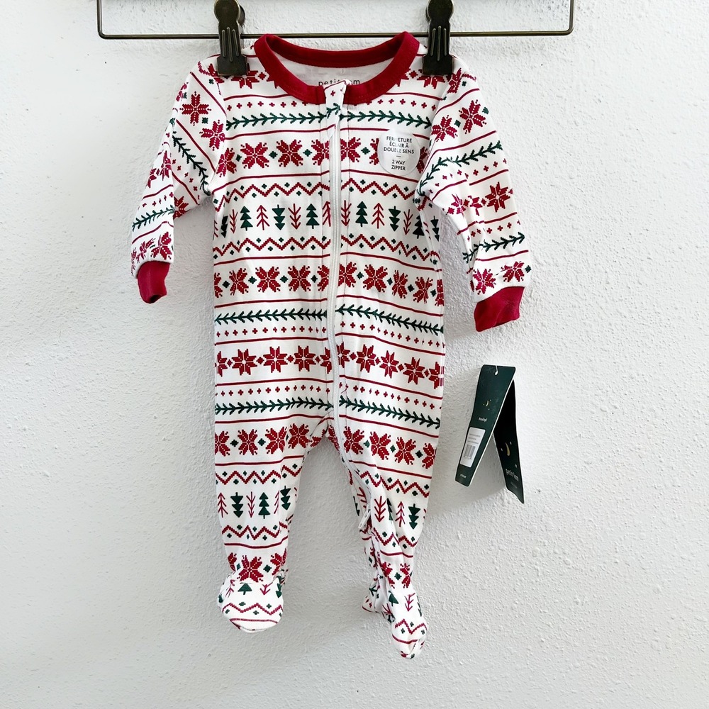 NWT PETIT LEM New Born‎ Christmas Print Sleeper